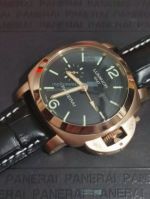 Best Quality Replica Panerai Luminor GMT Black Dial Black Leather Strap Watch
